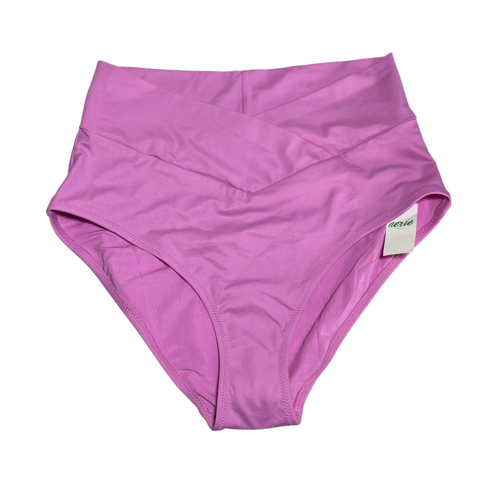 Aerie Real Good High Waisted Full Coverage Bikini Bottom Pink S 1756-6013 NWT